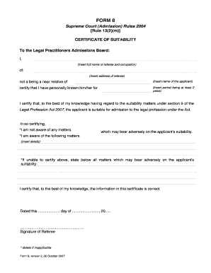 Suitability Certificate  Form