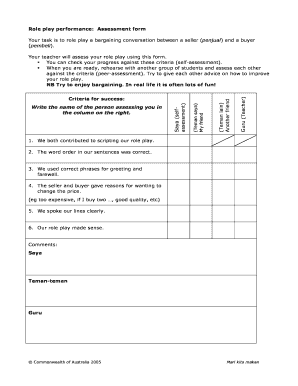 Role Play Evaluation Sheet  Form