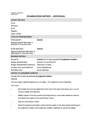 Examination Notice Form 51