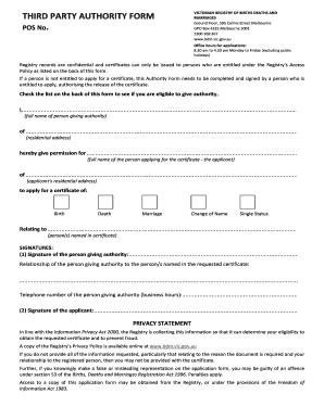  Release of a Motor Vehicle to an Authorised Third Party Form 2012