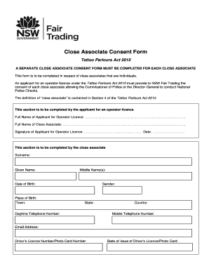 Tattoo Consent Form Australia