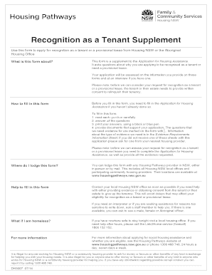 DH3007 Recognition as a Tenant Supplement Completed by Applicants Form to Apply for Recognition as a Tenant from Another Public 