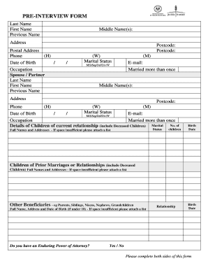 Pre Interview Form PDF