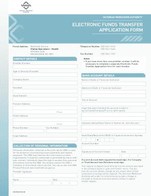 Electronic Funds Transfer Application Form Worksafe