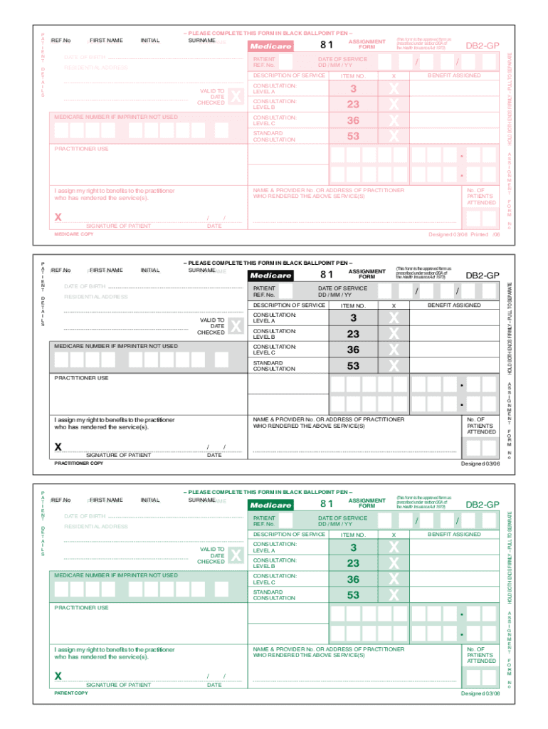 medicare assignment form db4e