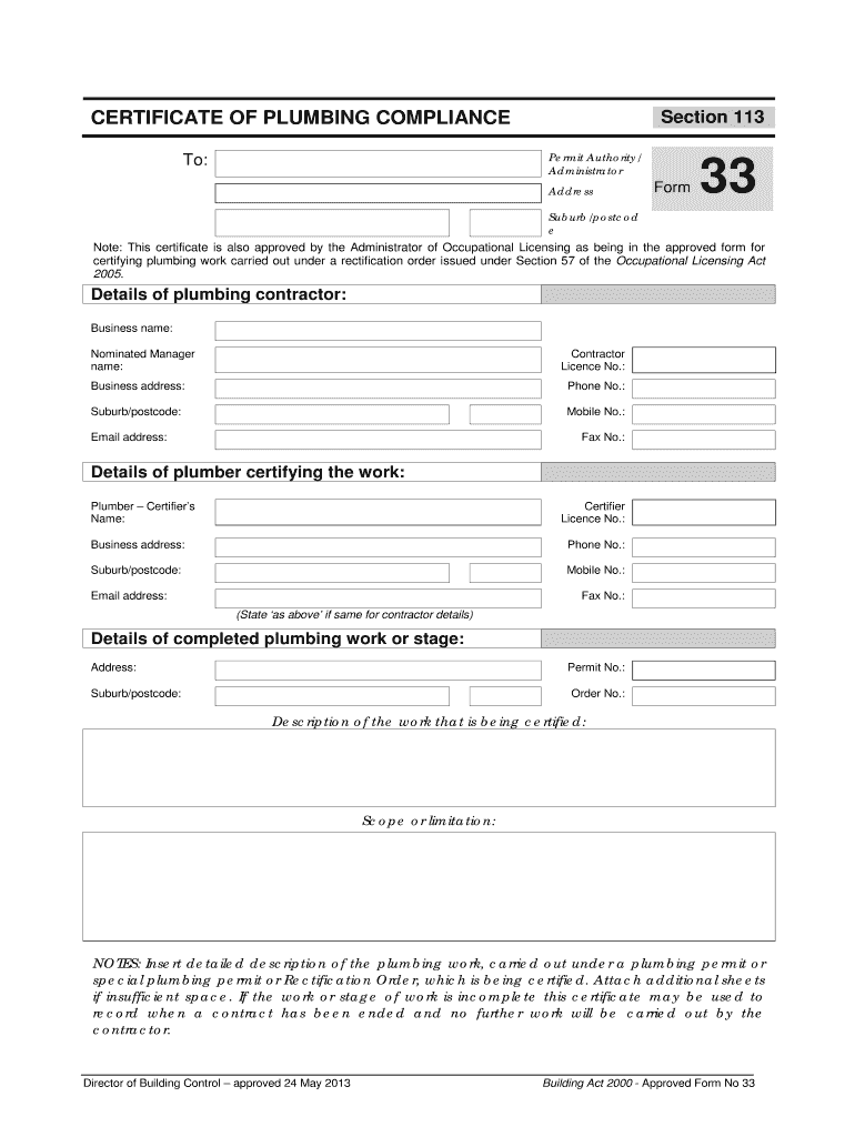  Plumber Certificate Sample 2013-2024