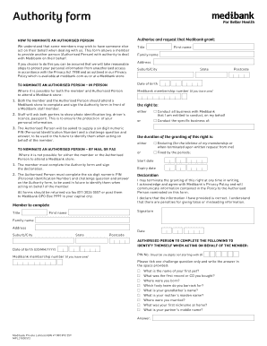  Medibank Authority Form 2012