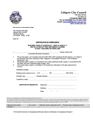 Smoke Alarms Certificate of Compliance Smoke Alarms Certificate of Compliance  Form