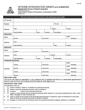 Intervention Order  Form