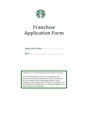 Starbucks License Application  Form