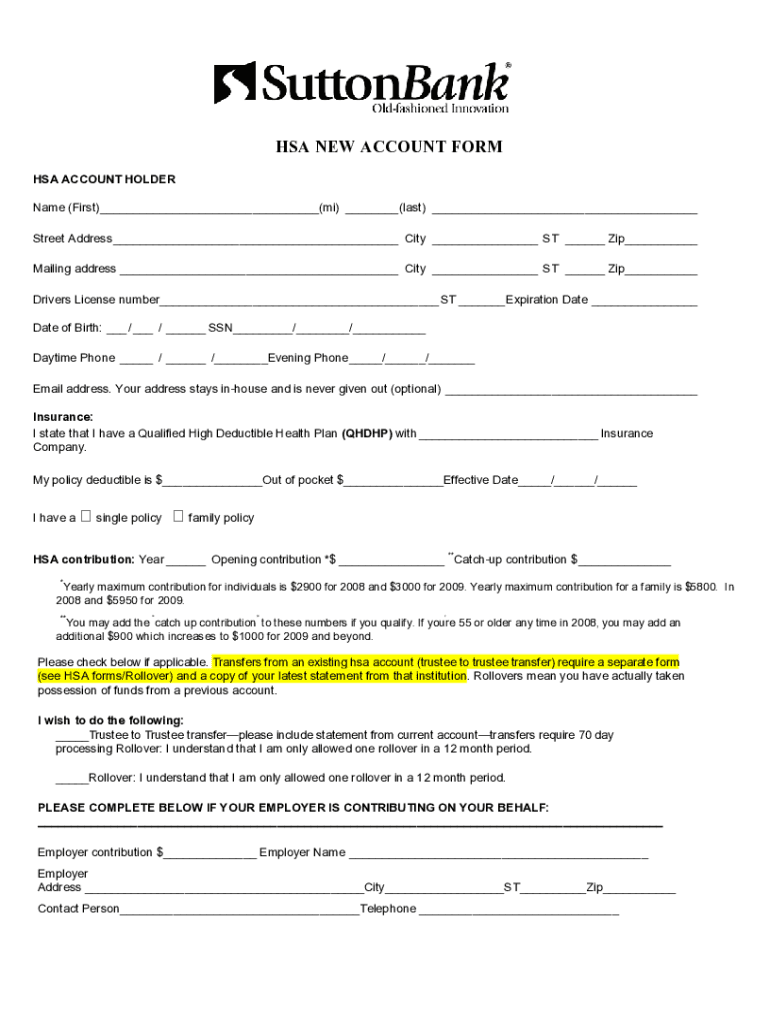 Sutton Bank Statement  Form