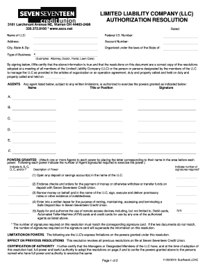 Llc Signing Authority Template  Form