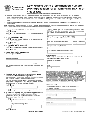  Vin Number Application Qld 2013