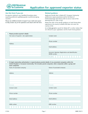 Application for Approved Exporter Status HM Revenue &amp; Customs Hmrc Gov  Form