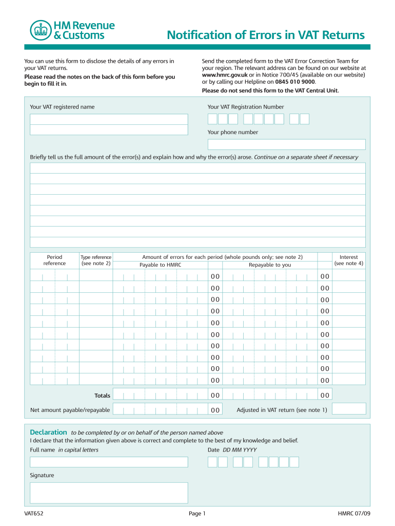 Vat 652  Form