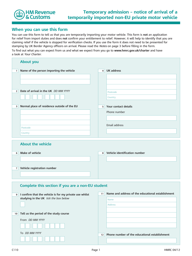  C110 Form 2012-2024