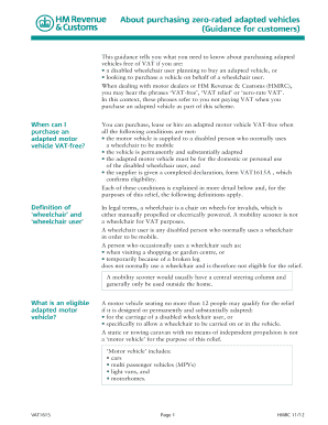 About Purchasing Zero Rated Adapted Vehicles Guidance for Customers and Declaration Form About Purchasing Zero Rated Adapted Veh