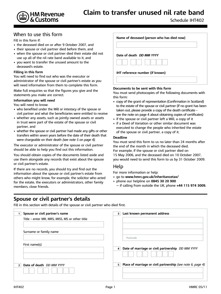 Get and Sign Iht402  Form 2011