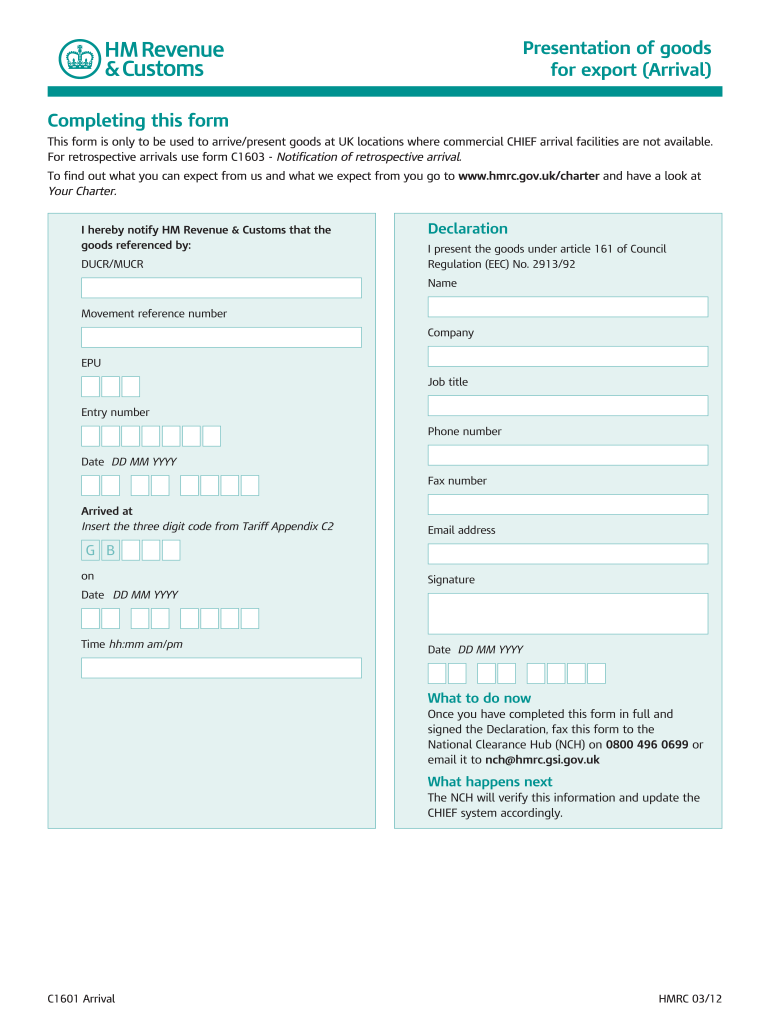  C1601 Form 2012-2024