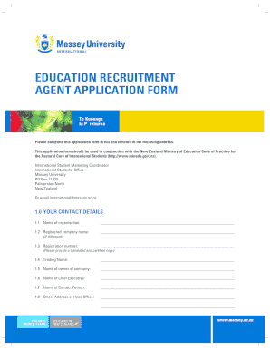 Agent Selection Form Massey University Massey Ac