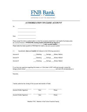 How to Close Fnb Account  Form