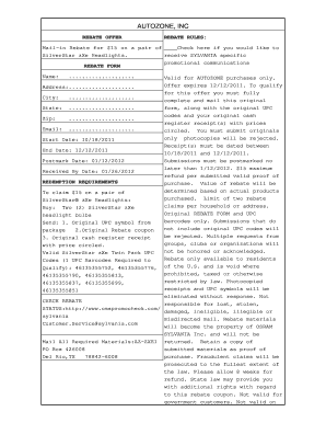 Autozone Rebate Form