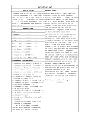 Prestone Rebate  Form