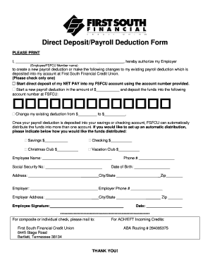 Direct Deposit First South Form