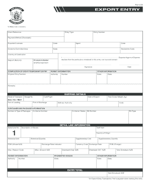Export Entry Form