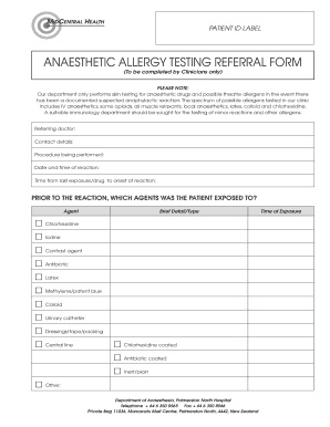 ANAESTHETIC ALLERGY TESTING REFERRAL FORM Midcentraldhb Govt