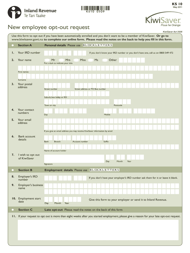  Kiwisaver Opt Out Form 2011-2024