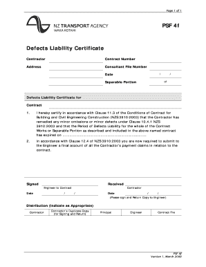 Defect Liability Period Certificate Format