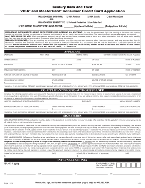 Blank Credit Card Application  Form