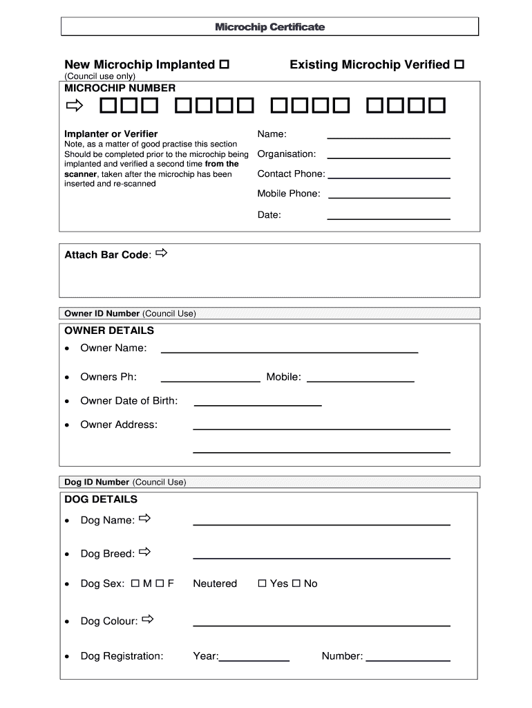 Microchip Registration Form 47kb