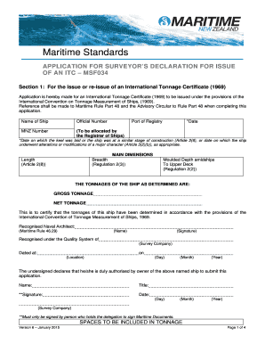Tonnage Certificate Sample  Form
