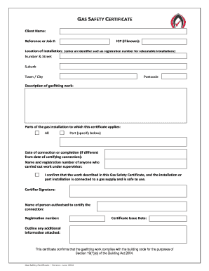 Gas Safety Certifcates Fillable Onlinr Form