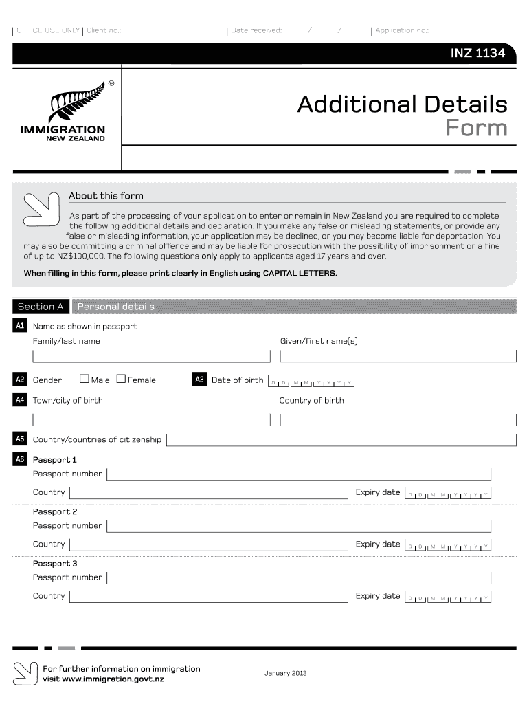  Additional Details Form 2013