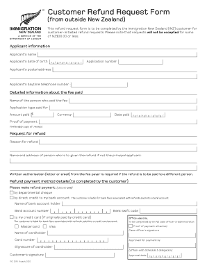 Customer Refund Request Form Immigration New Zealand Immigration Govt