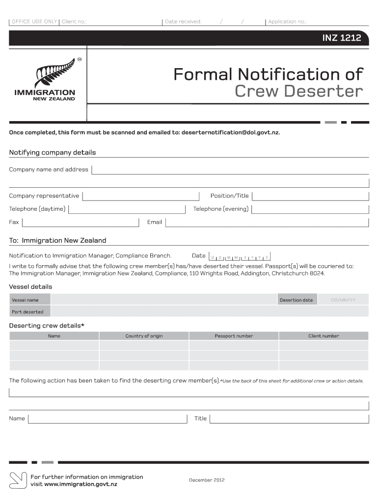 Get and Sign Inz1209 2012 Form