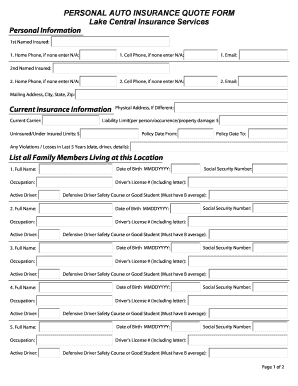 Insurance Checklist Template  Form
