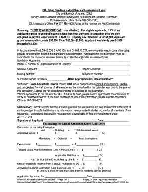 CBJ Hardship Exemption Application City and Borough of Juneau Juneau  Form