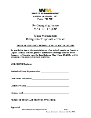 Certificate of Disposal Template  Form