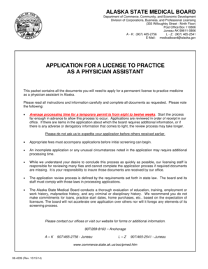 Alaska Application Physician Assistance PDF  Form