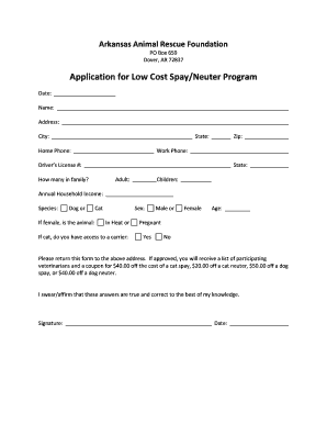 Neuter Certificate Template  Form