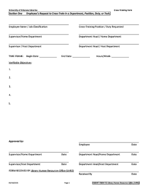 Cross Training Form University of Arkansas Libraries Libinfo Uark