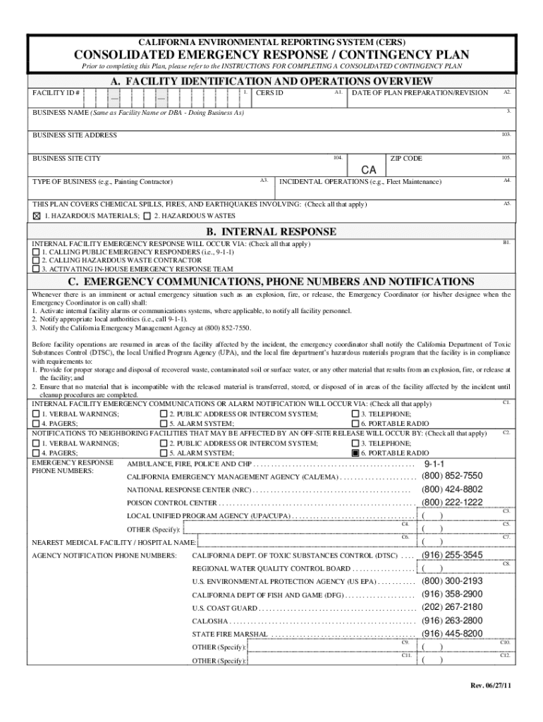  Emergency Response Plan 2011-2024