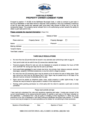 Bellflower Yard Sale Permit  Form