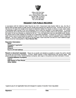 Public Records Request Form City of Beverly Hills Beverlyhills