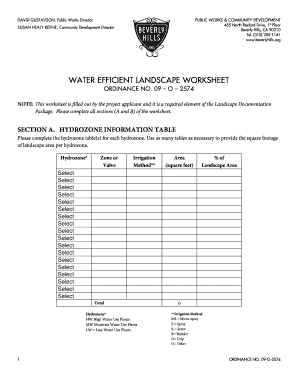 Water Efficient Landscape Worksheet InterActive City of Beverly Hills Beverlyhills  Form