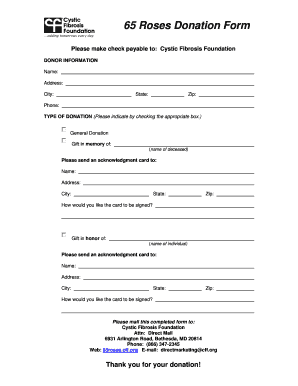 Cystic Fibrosis Donation Form